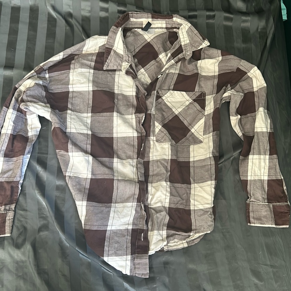 Gingham brown plaid shirt